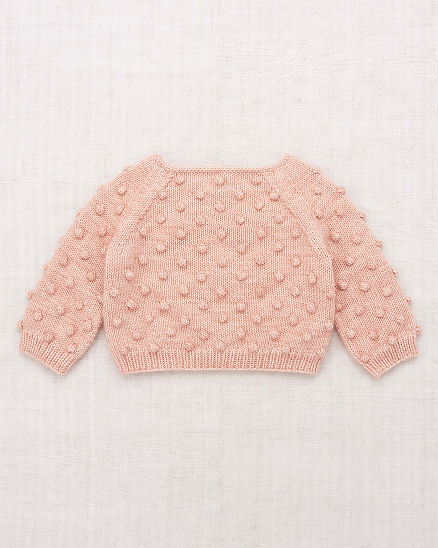 baby popcorn sweater in faded rose 0-6M