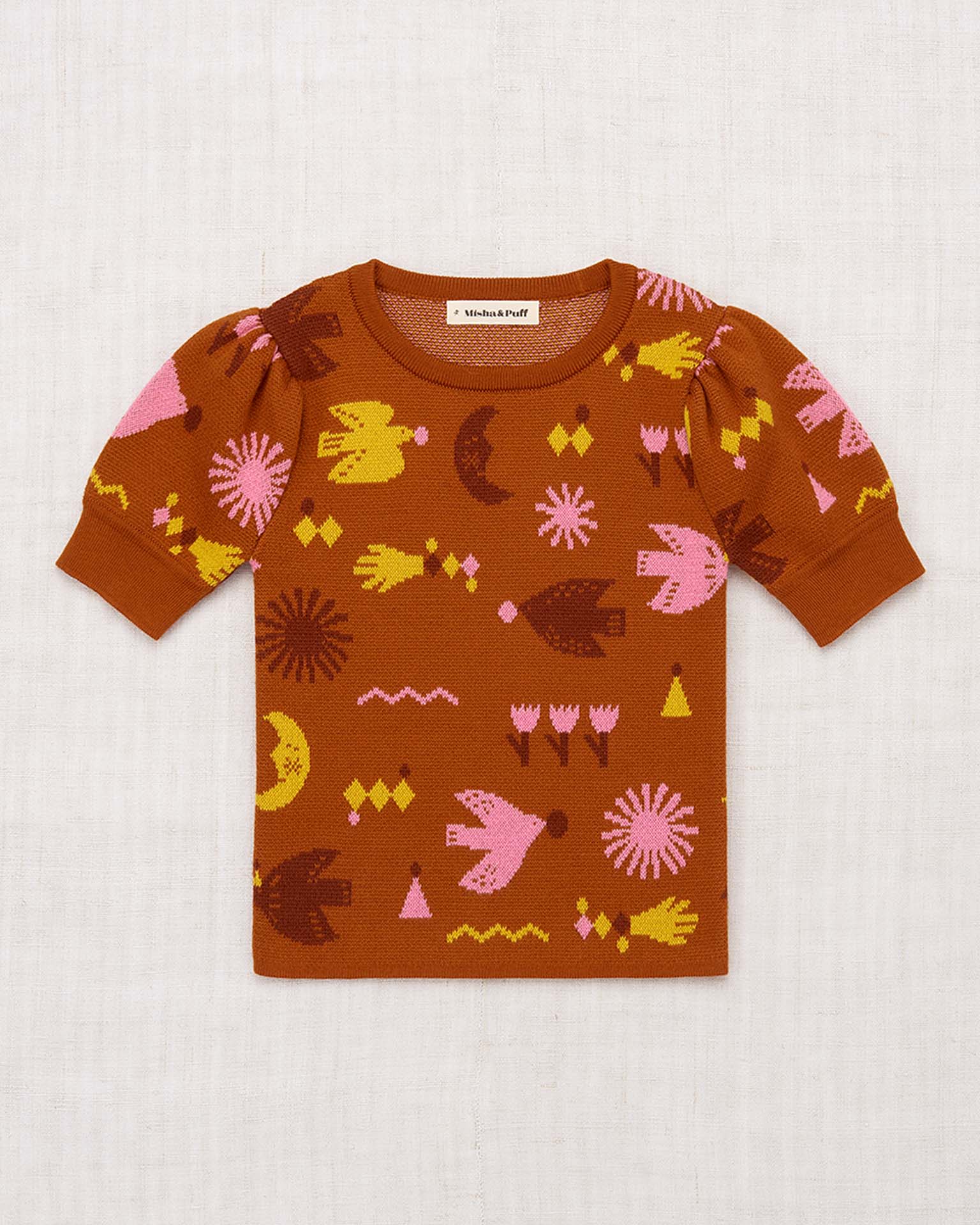 misha + puff | frankie top in gingerbread daleyden fête jacquard