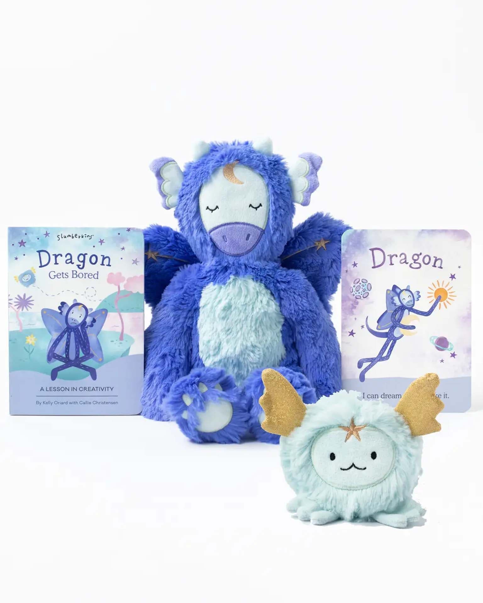 Slumberkins Dragon 2024 Gets Bored Board Book & Floof Mini