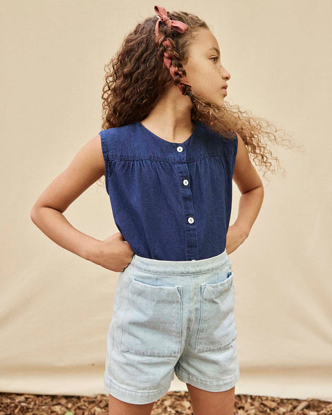 clova blouse in indigo