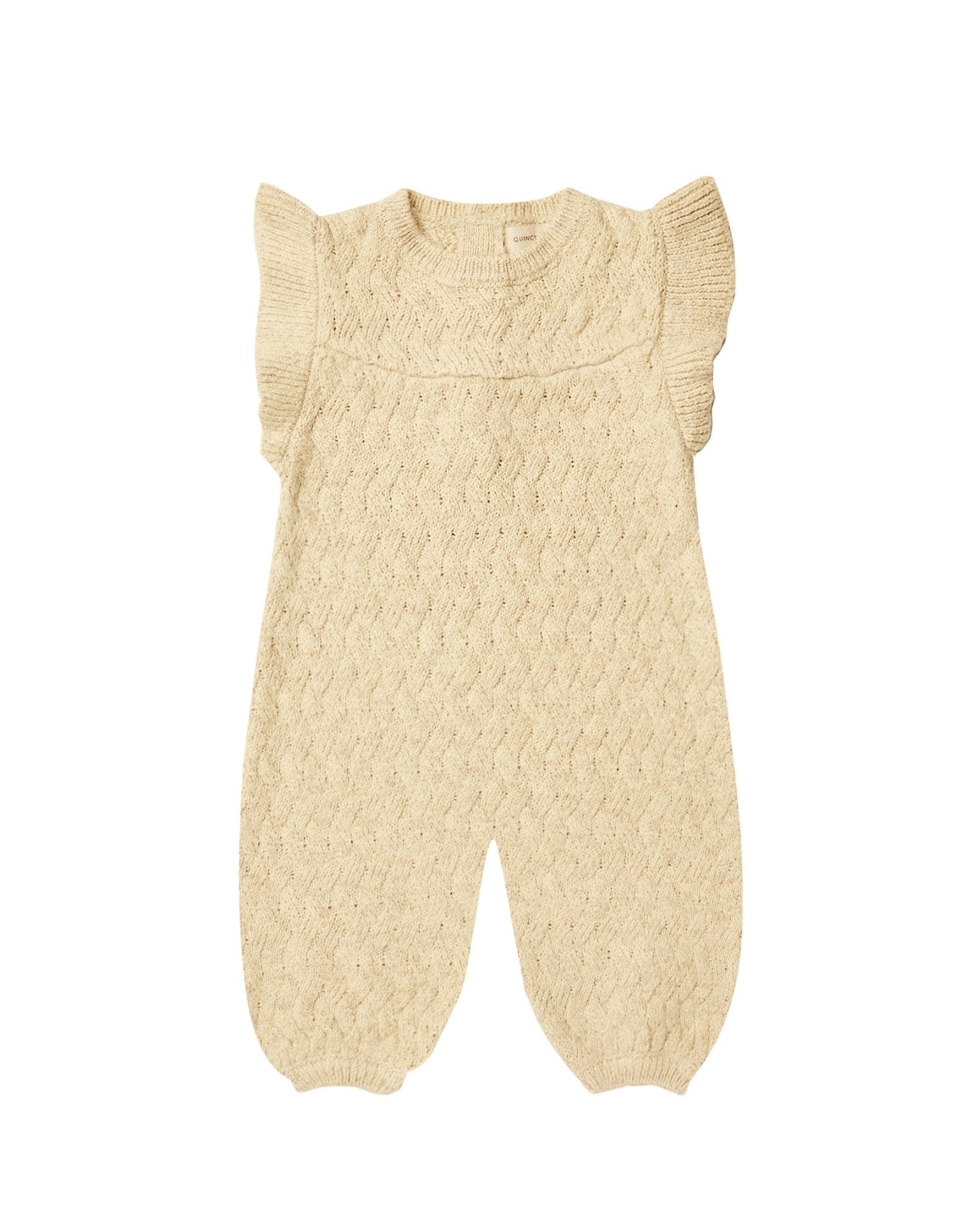 quincy mae mira knit romper in heathered yellow - Little