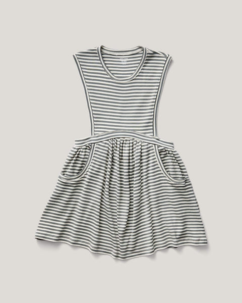 dunes dress in stripe in eucalyptus