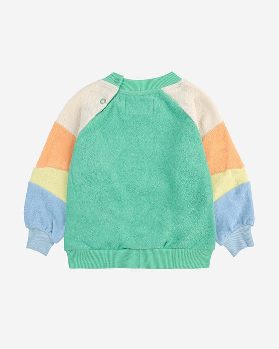 Little bobo choses baby green color block terry cloth sweatshirt in light green