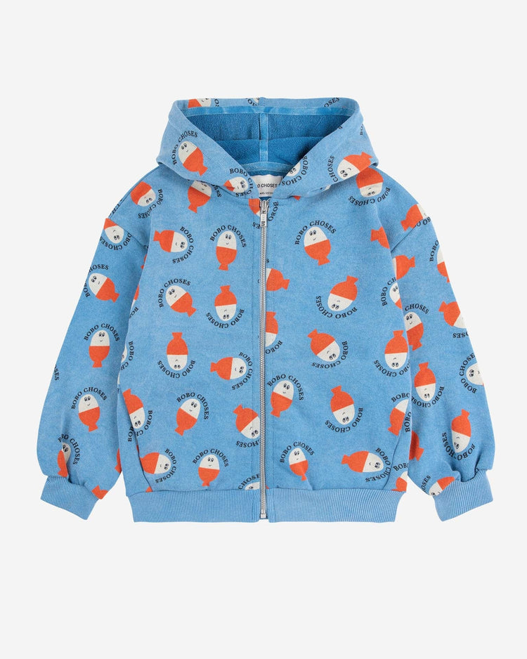 Little bobo choses kids morning egg all over zipped hoodie in blue