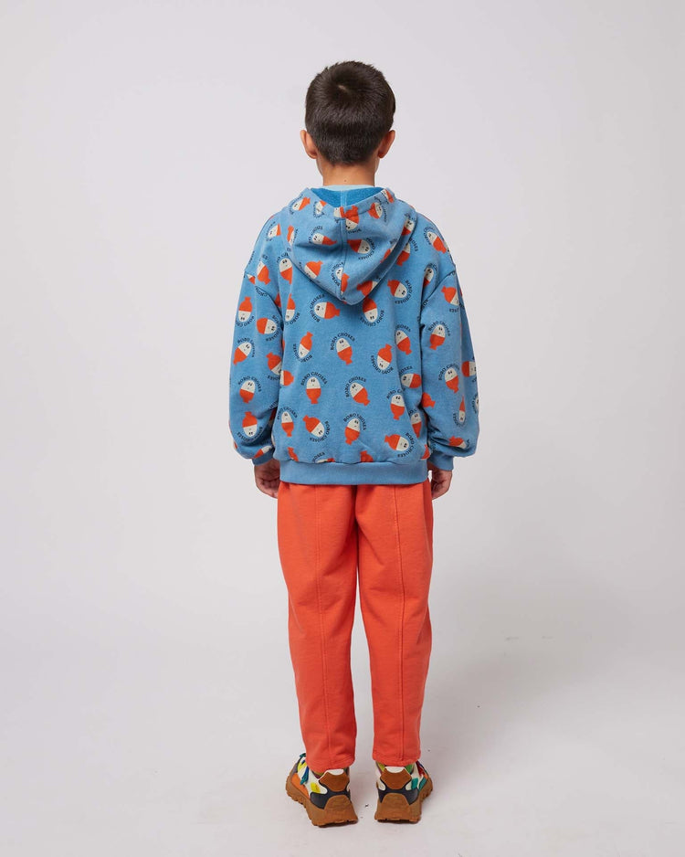 Little bobo choses kids morning egg all over zipped hoodie in blue