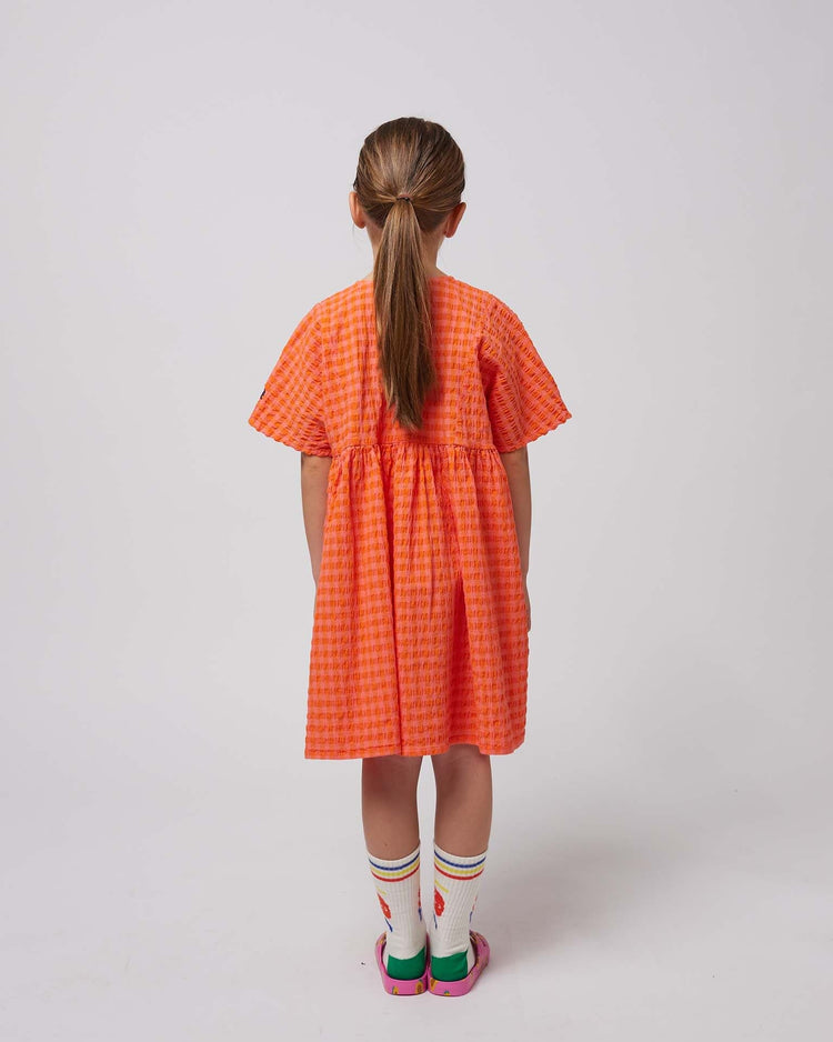 Little bobo choses kids vichy woven dress in fuchsia