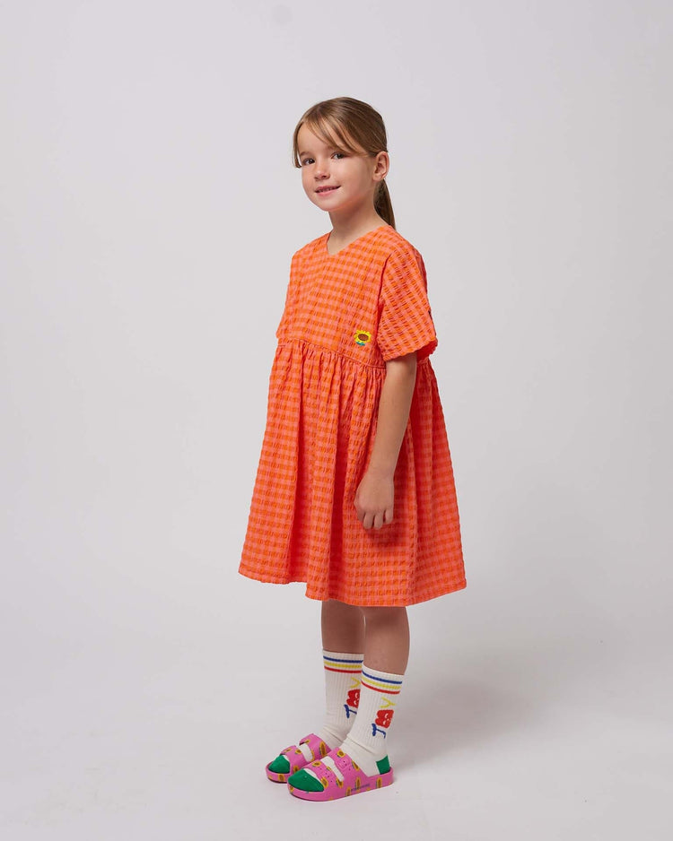 Little bobo choses kids vichy woven dress in fuchsia