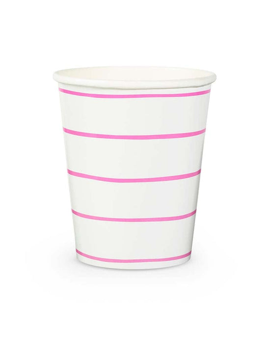 Little daydream society party cerise frenchie striped cups