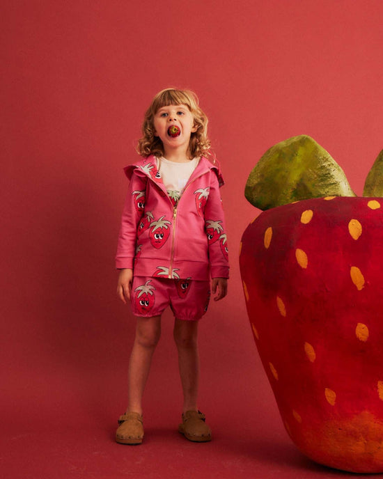 Little dear sophie kids strawberry hoodie in pink