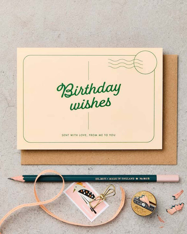 Little katie leamon party seaside birthday wishes card in green