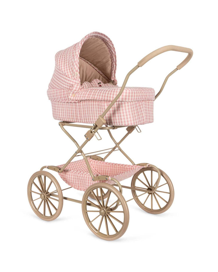 Little konges sløjd play doll pram in powder pink check