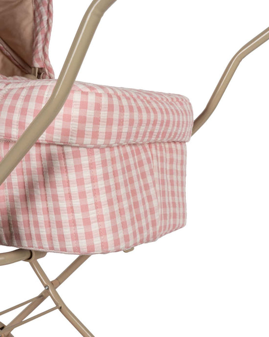 Little konges sløjd play doll pram in powder pink check