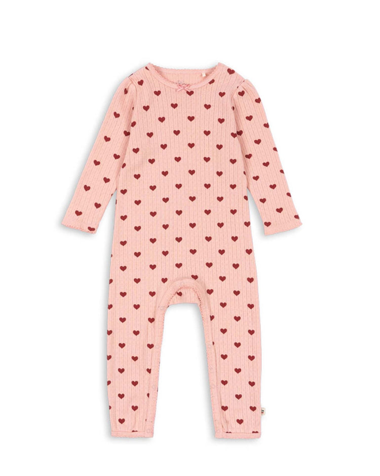 Little konges sløjd baby minnie long-sleeve onesie in amour rouge