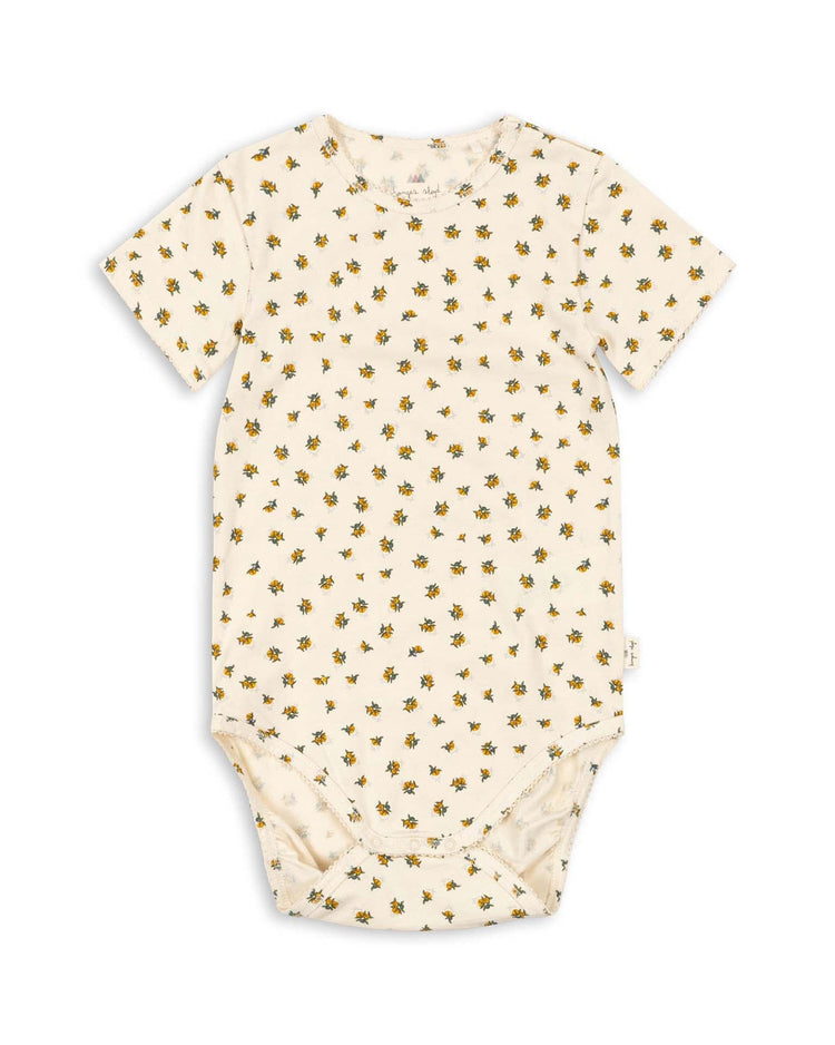 Little konges sløjd baby short sleeve bodysuit in peonia limone