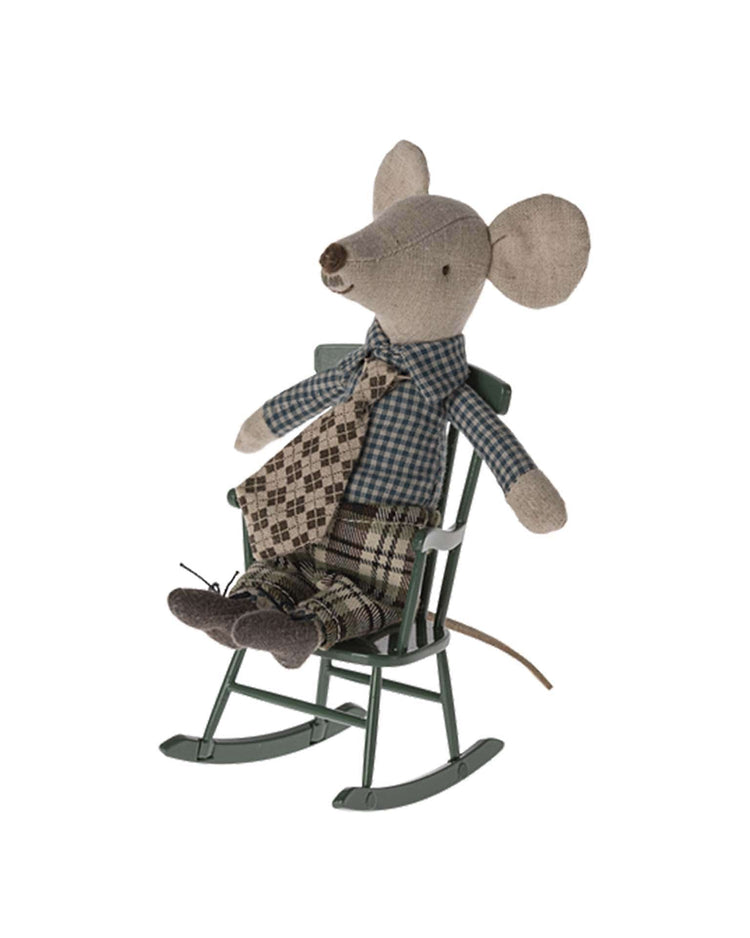 Little maileg play mouse rocking chair in dark green