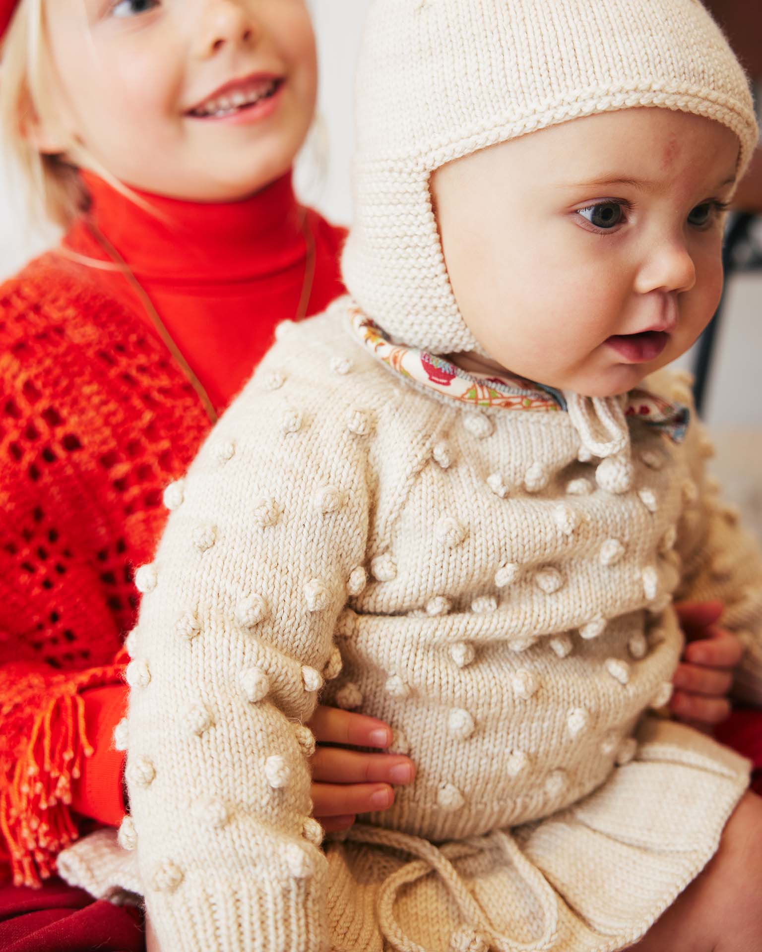 baby popcorn sweater in string 0-6M