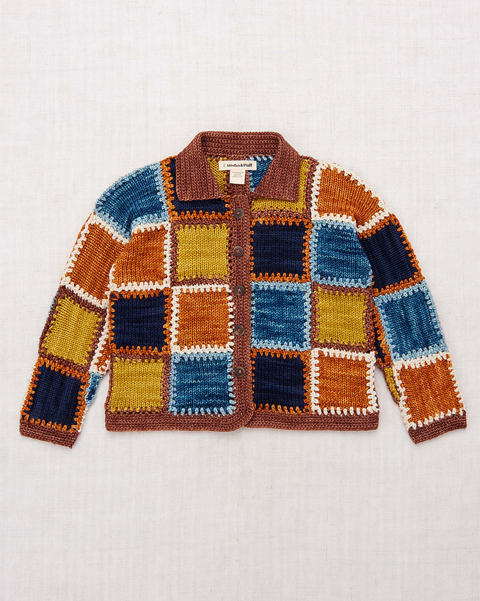 ladder square cardigan in chestnut 2Y