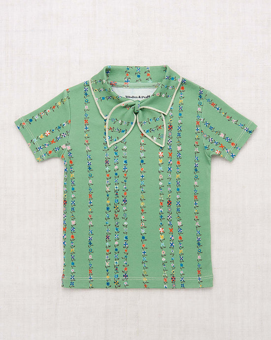 Little misha + puff baby short sleeve lap onesie in jadeite little botanica