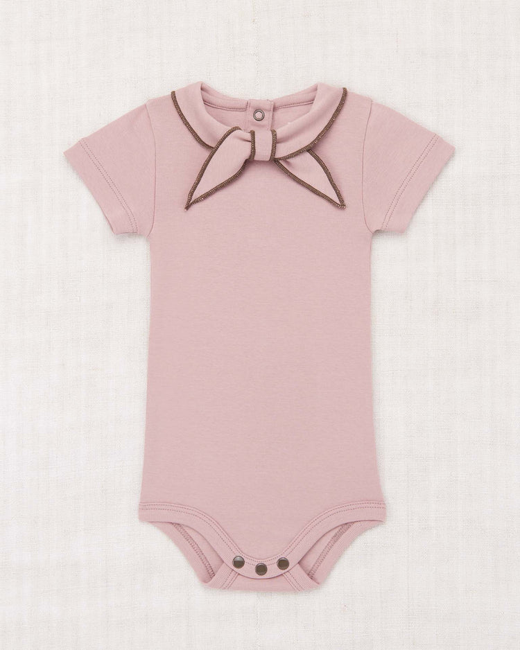 Little misha + puff baby short sleeve scout onesie in plum petal little botanica