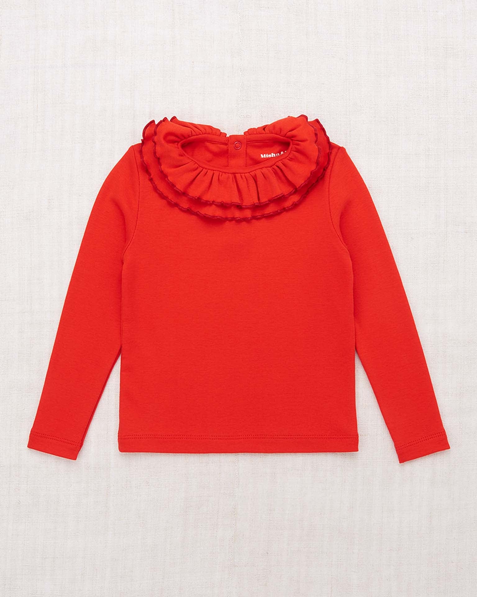 misha + puff sweetheart top in red flame at Little