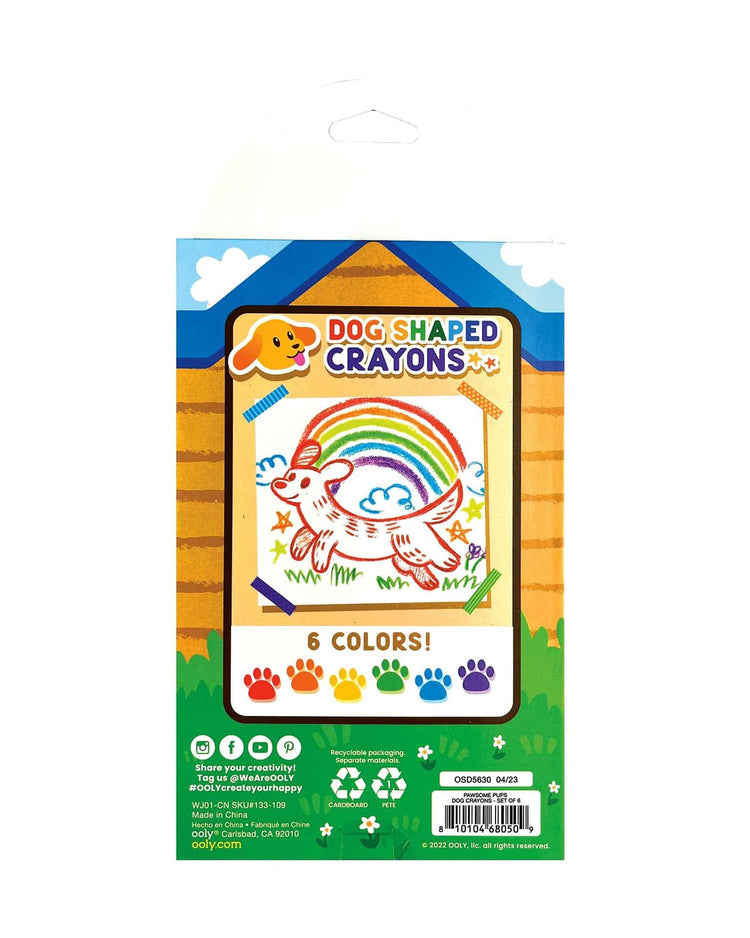 Little ooly play paw some pups dog crayons - set of 6