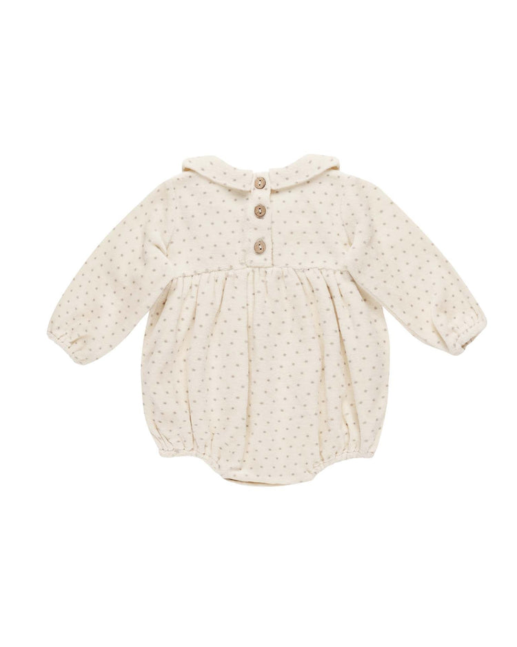 Little quincy mae baby peter pan romper in polka dot