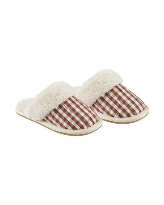 Little rylee + cru kids slippers in brick gingham