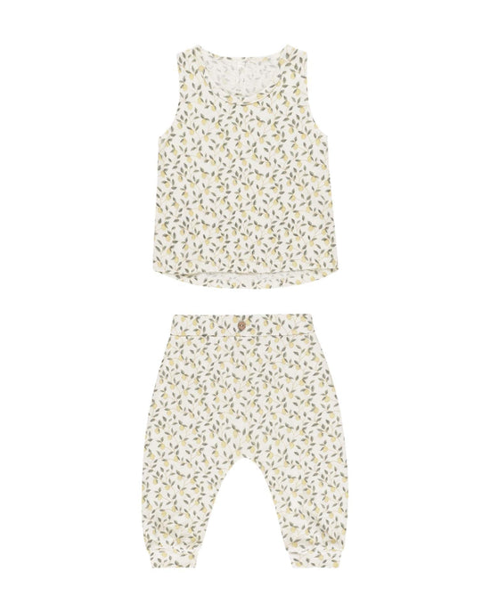 Little rylee + cru baby tank + slouch pant set in lemons