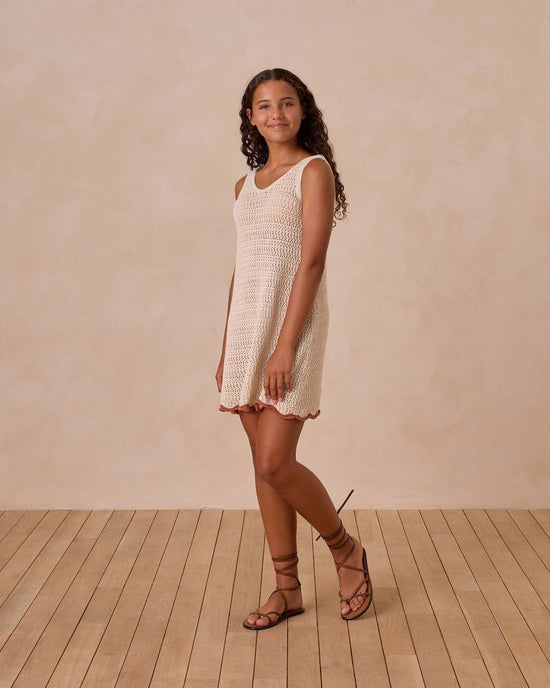 Little rylee + cru kids teen crochet tank mini dress in natural