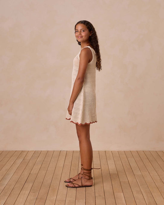 Little rylee + cru kids teen crochet tank mini dress in natural