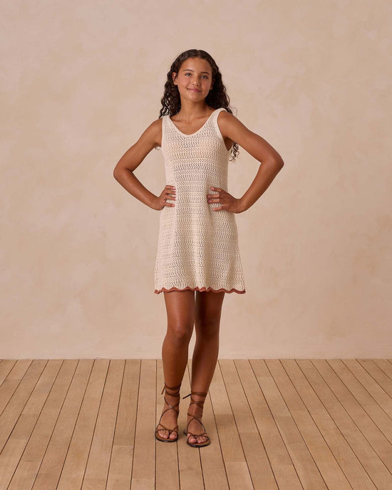 Little rylee + cru kids teen crochet tank mini dress in natural