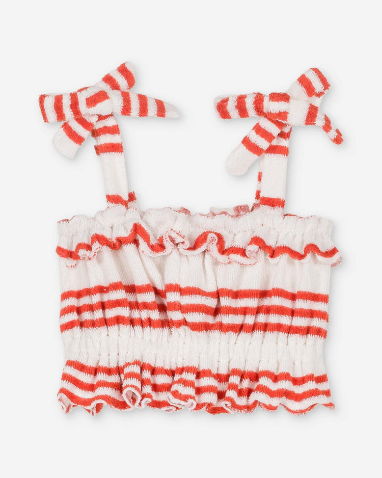Little we are kids kids alba terry top in red stripes